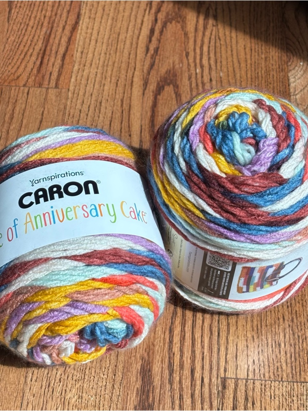 Caron Slice of Anniversary Cake Multicolor Yarn Lot of 2 Soft Rainbow Acrylic #1